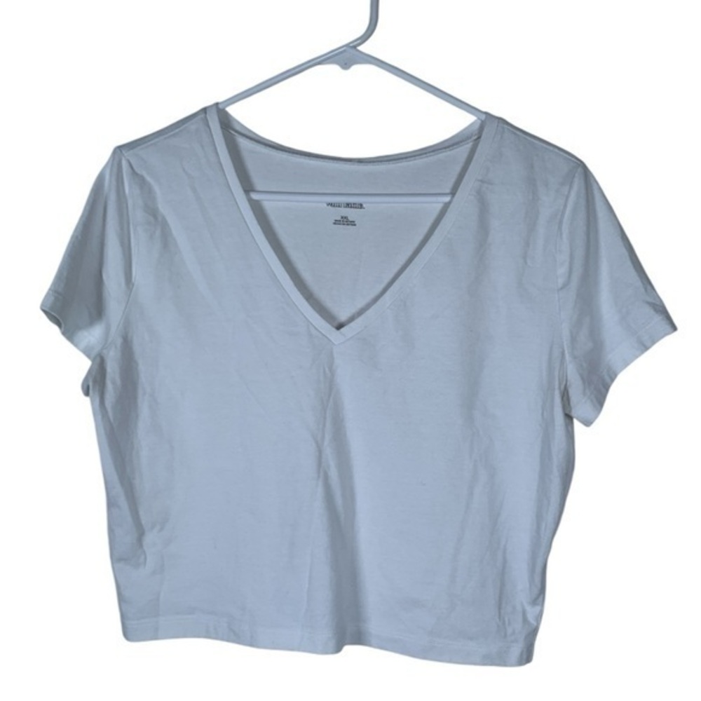 Wild Fable White V-Neck Crop Top Shirt Size XXL EUC #DS-1537